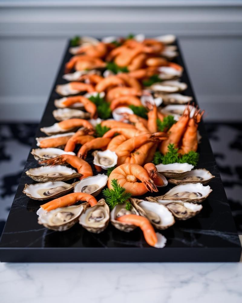 Executive seafood grazing platter prepared for a corporate event